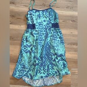 Mossimo Supply Co. Teal and Navy Patterned Sundress